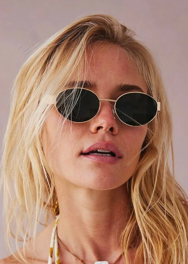 Retro Oval Sunglasses - Vintage Inspired Metal Frame Sunnies