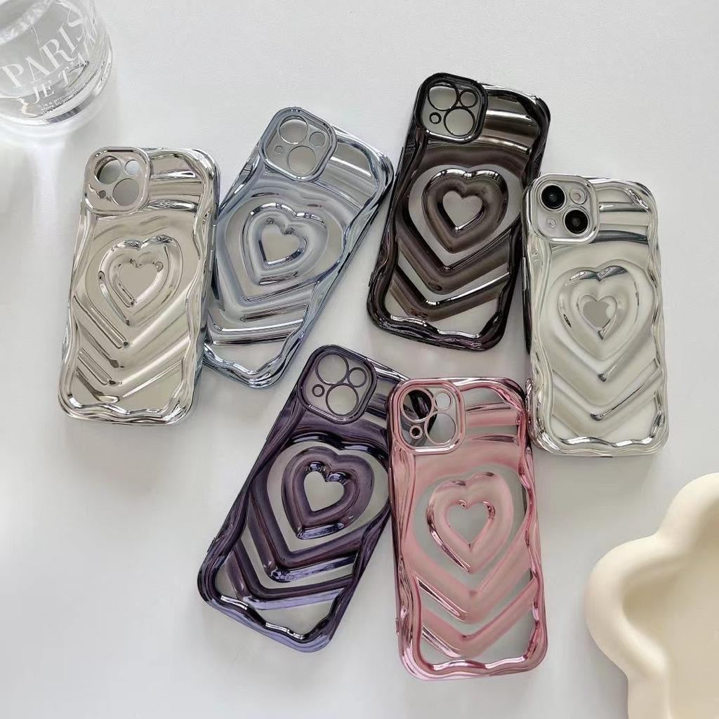 Chrome Love Hearts Case For iPhone