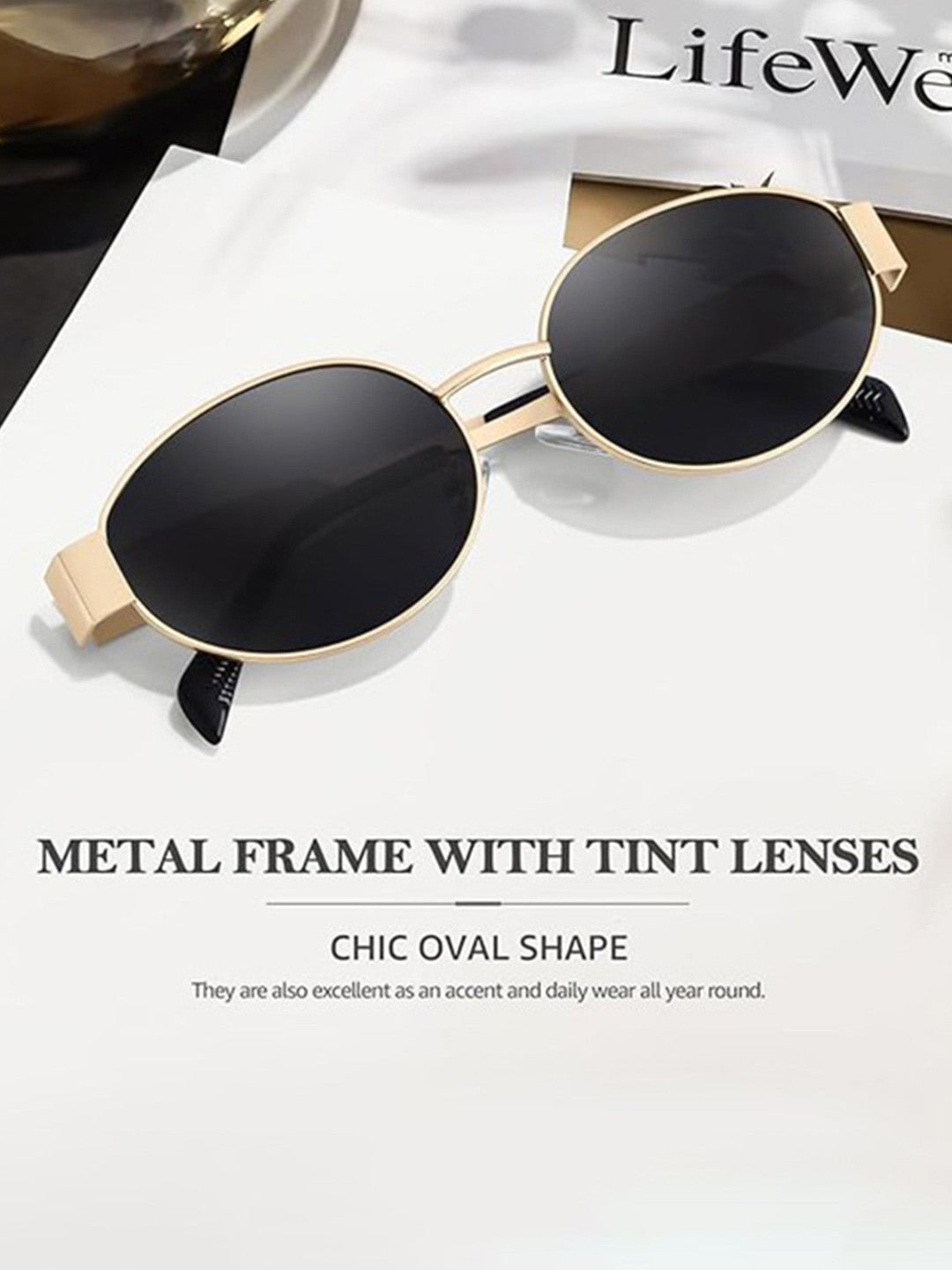 Retro Oval Sunglasses - Vintage Inspired Metal Frame Sunnies