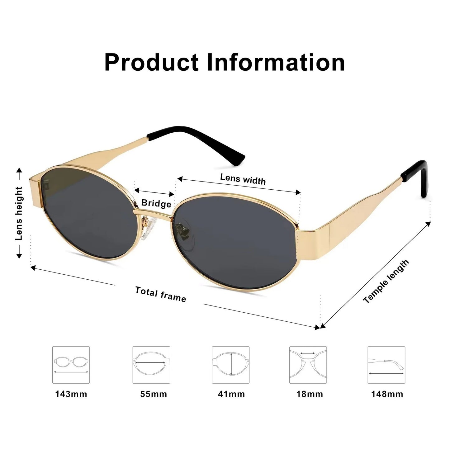 Retro Oval Sunglasses - Vintage Inspired Metal Frame Sunnies