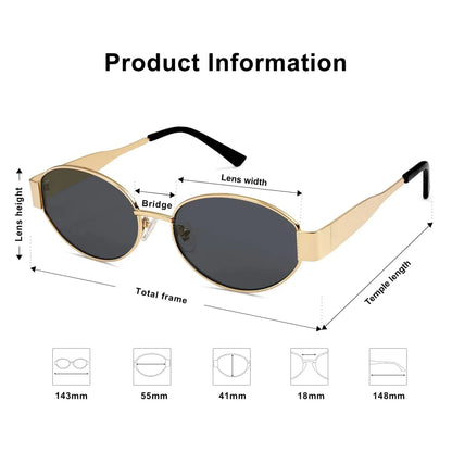 Retro Oval Sunglasses - Vintage Inspired Metal Frame Sunnies