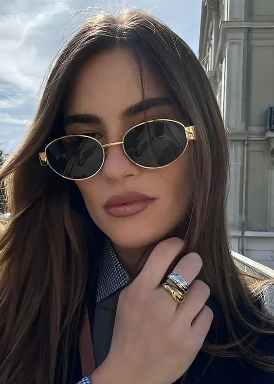 Retro Oval Sunglasses - Vintage Inspired Metal Frame Sunnies