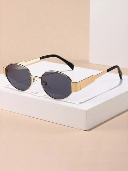 Retro Oval Sunglasses - Vintage Inspired Metal Frame Sunnies